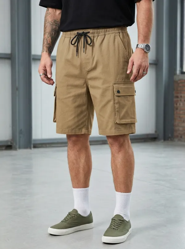Modern Multi-Pocket Drawstring Cargo Shorts