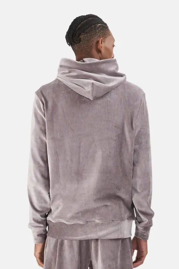 Cotton Velour Ribbed Hoodie