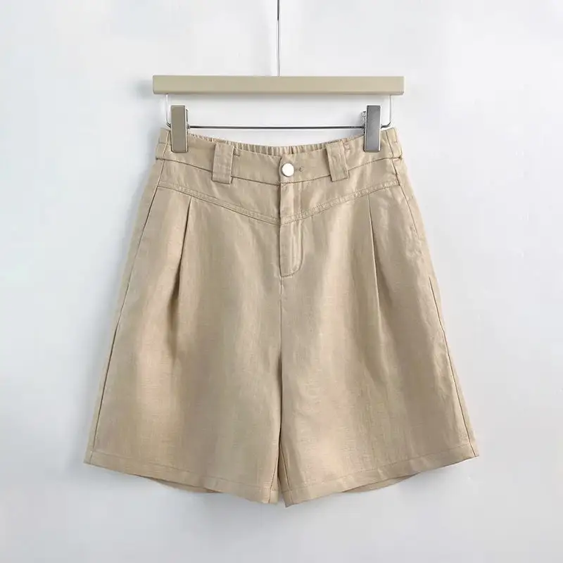 Women's Pleated Linen-Look Tailored Shorts