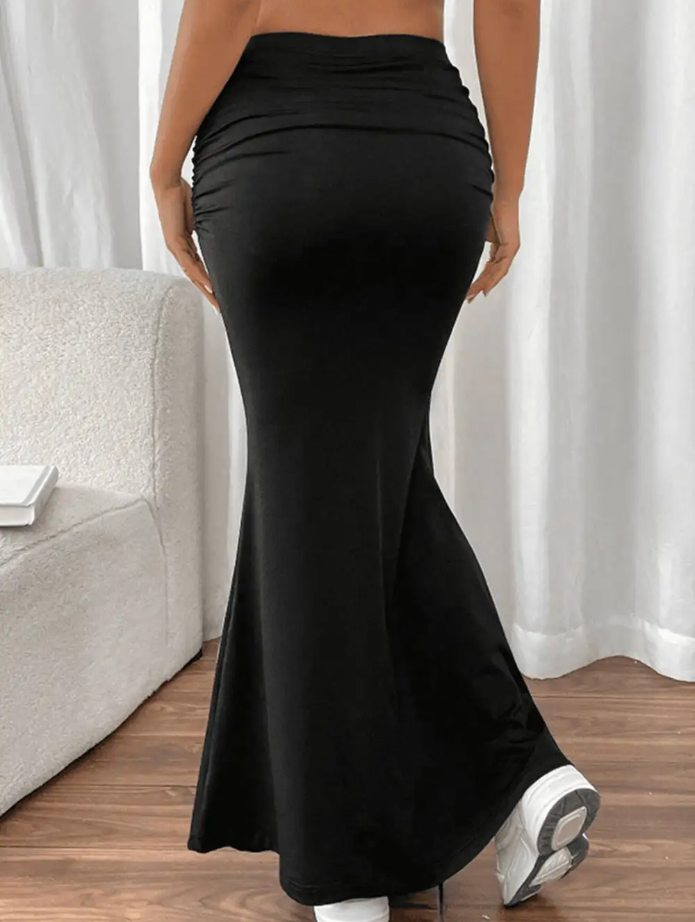 Pleated Pencil Midi Skirt