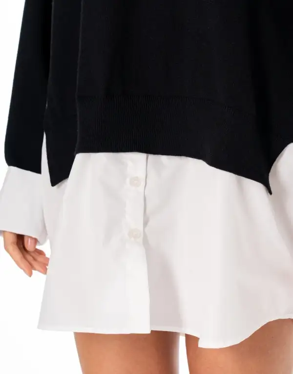 Layered Mockneck Pullover Sweater