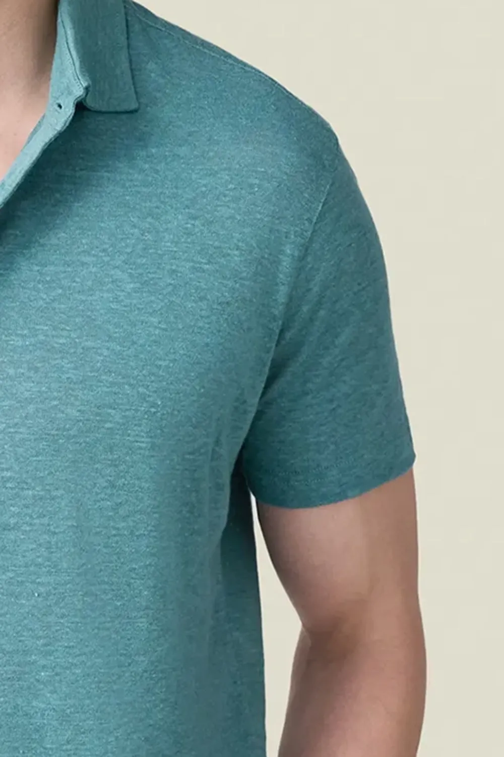 Breathable Polo Linen Jersey-Green