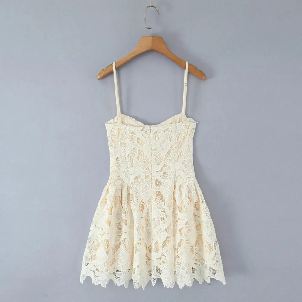 Refined Lace Embroidered Mini Dress