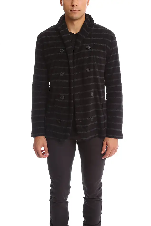 Striped Cotton Double-Breasted Jacket