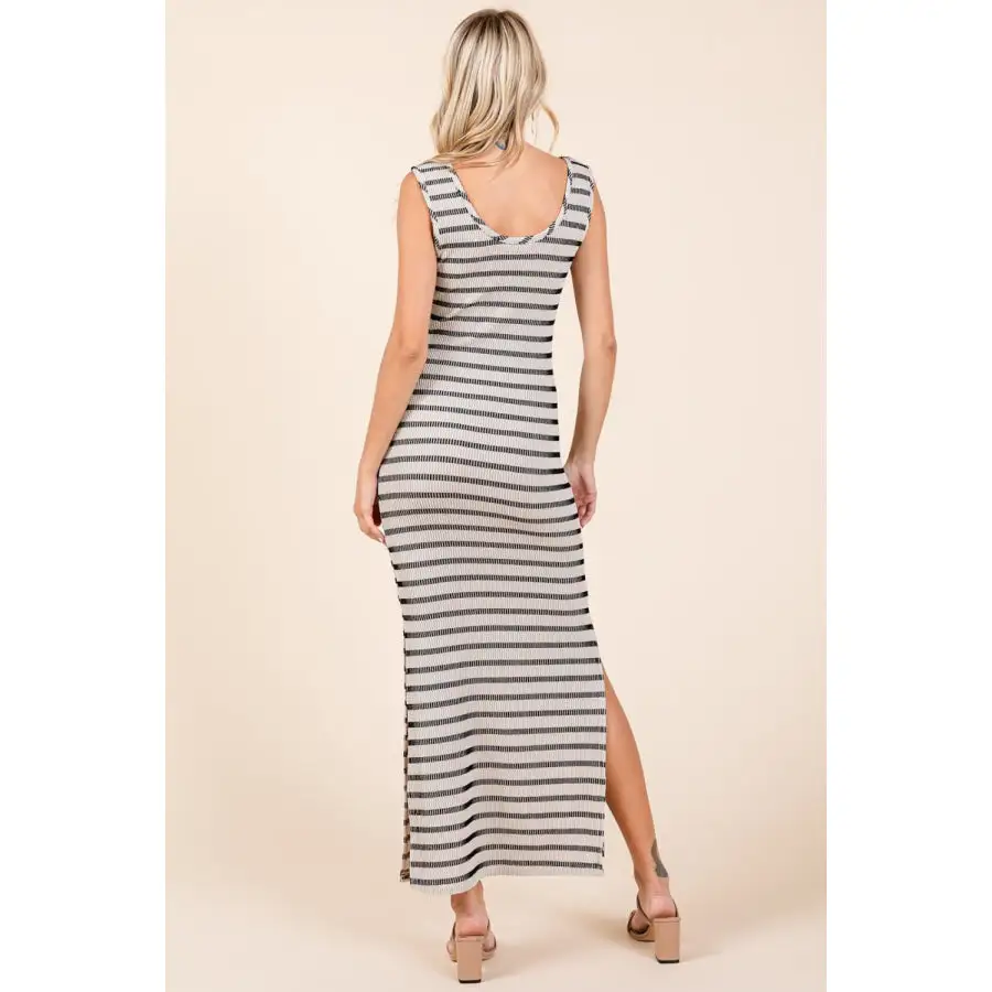 Striped Scoop Neck Sleeveless Maxi Dress
