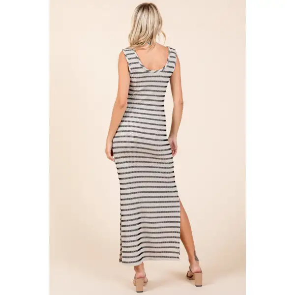 Striped Scoop Neck Sleeveless Maxi Dress