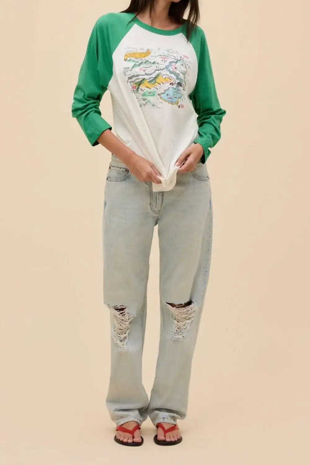 Raglan Sleeve Long Sleeve Oversized Relaxed Tee