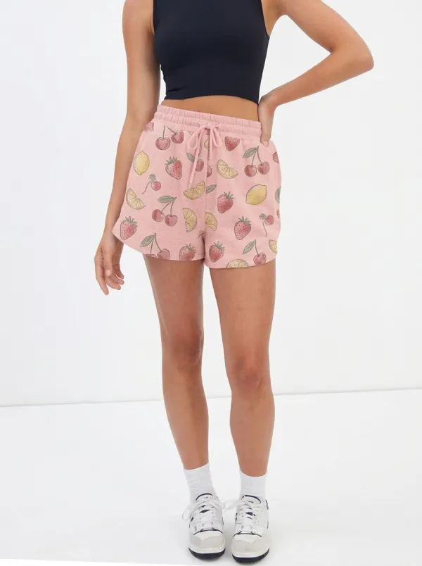 Women's Fruit Lover Strawberry Cherry Lemon Graphic Shorts