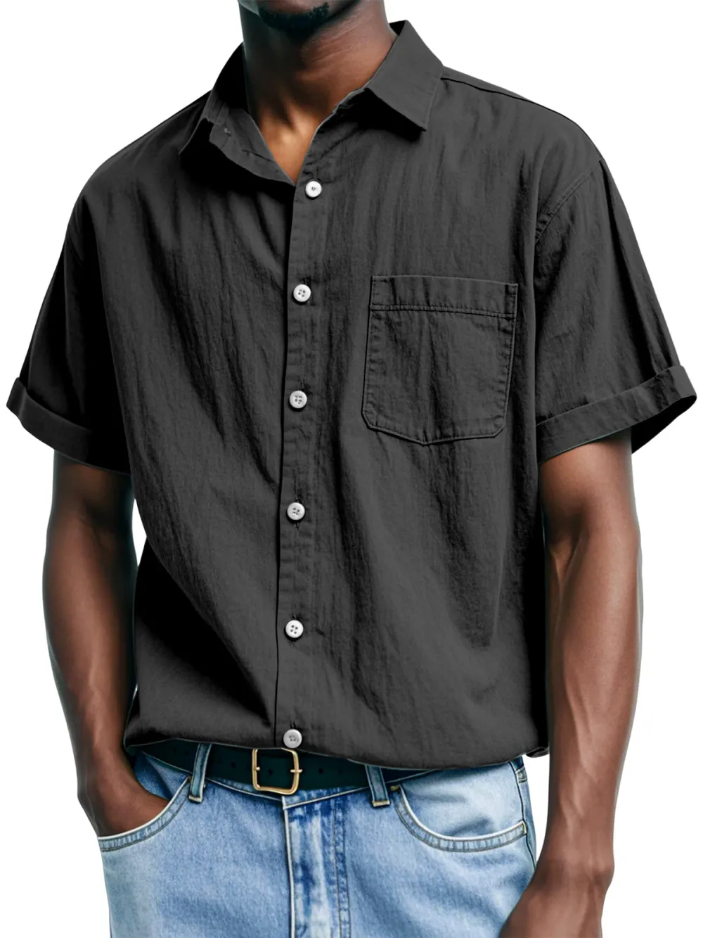 Short Sleeve Open Collar Shirt