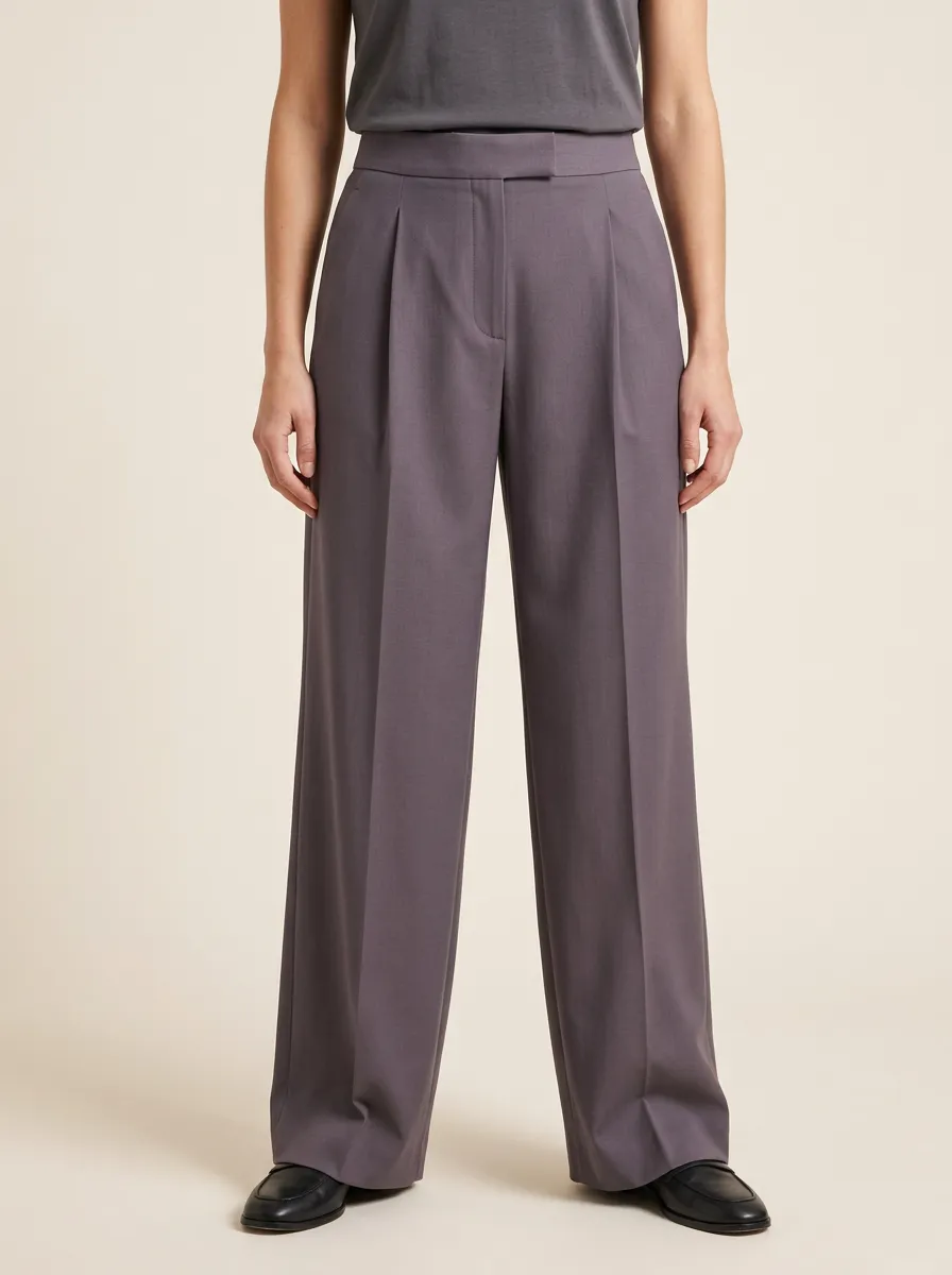 Effortless Pleated High Rise Wide Leg Trousers