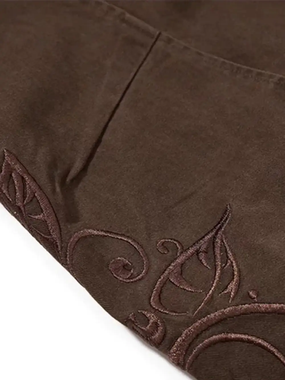 Curved-Cut Embroidered Utility Pants