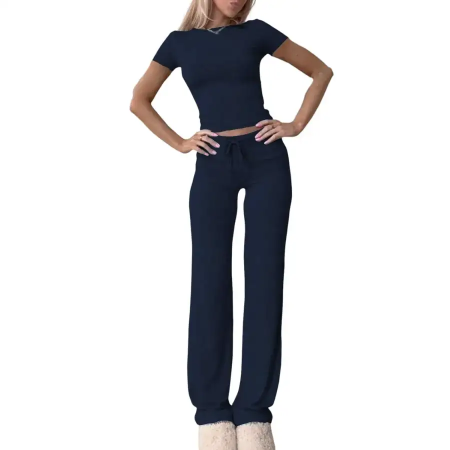 Everyday Round Neck Short Sleeve Top and Pants Set