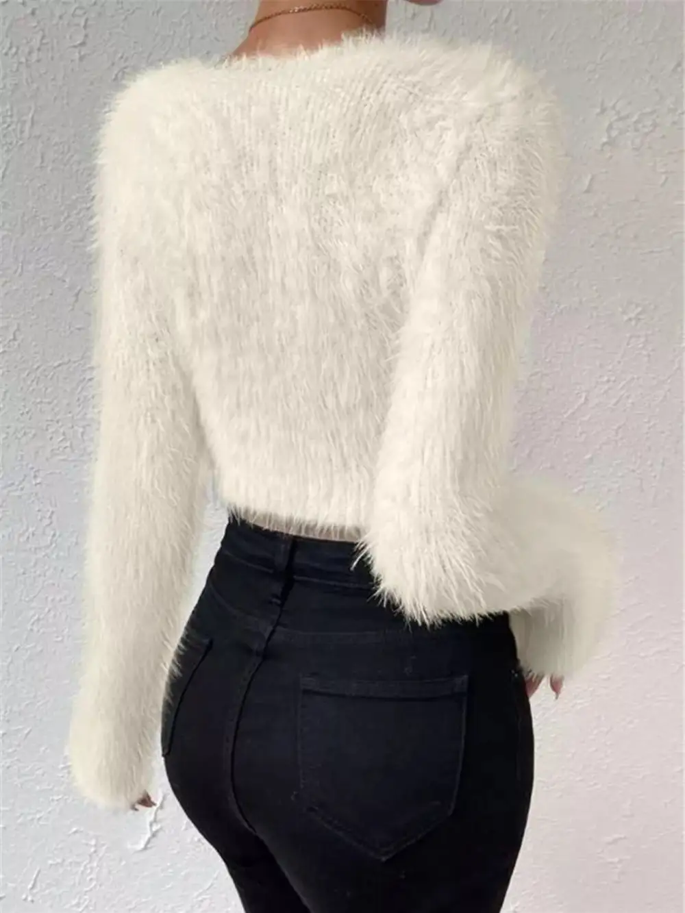 Fluffy Knit V-Neck Sweater