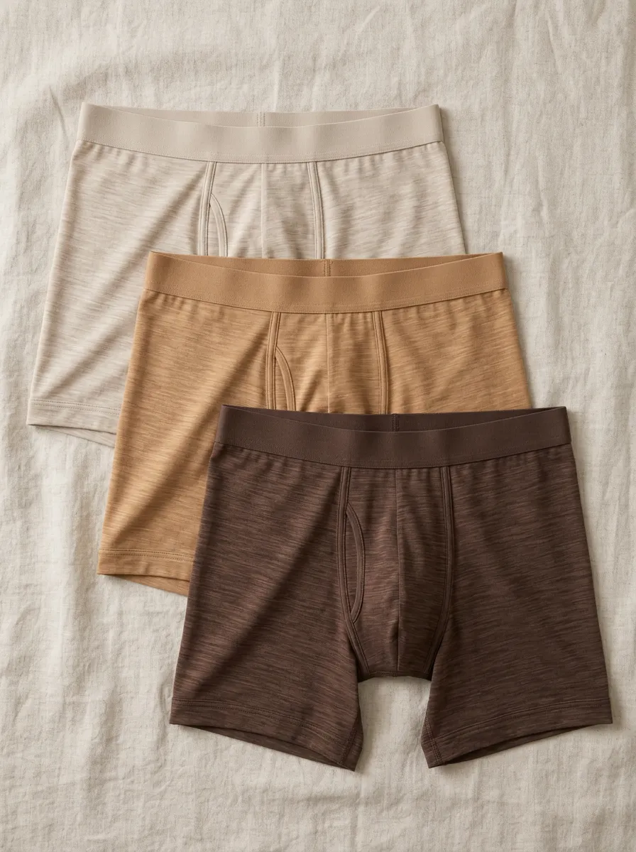 Men's Earth Tone Heathered Solid Color Printed Boxer Briefs Set