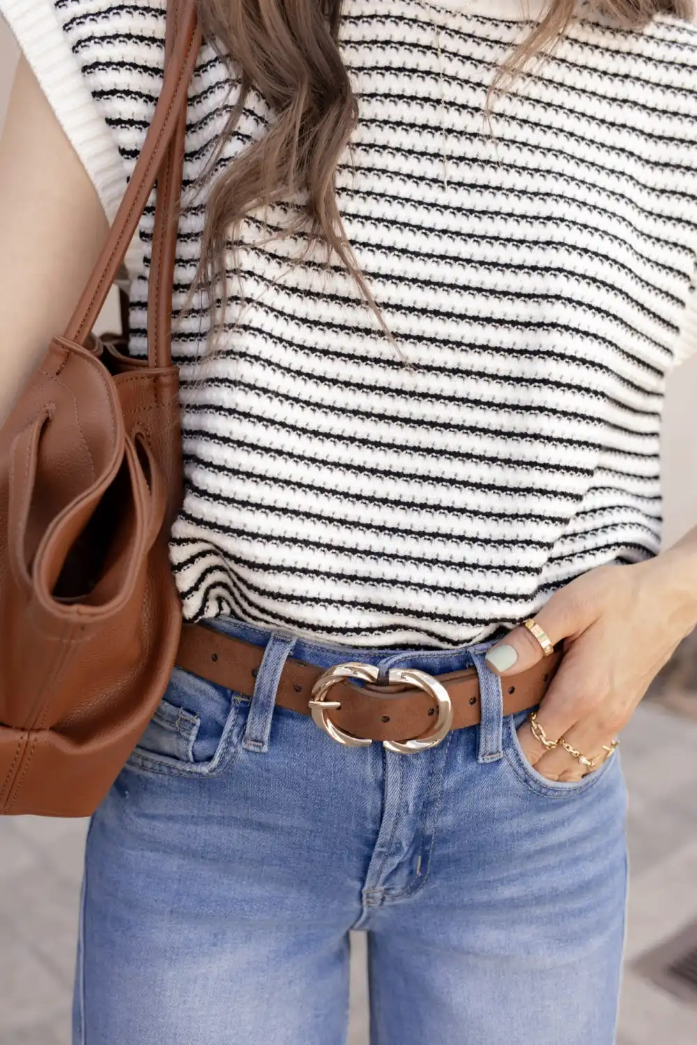 Twin Arc Suede Buckle Belt