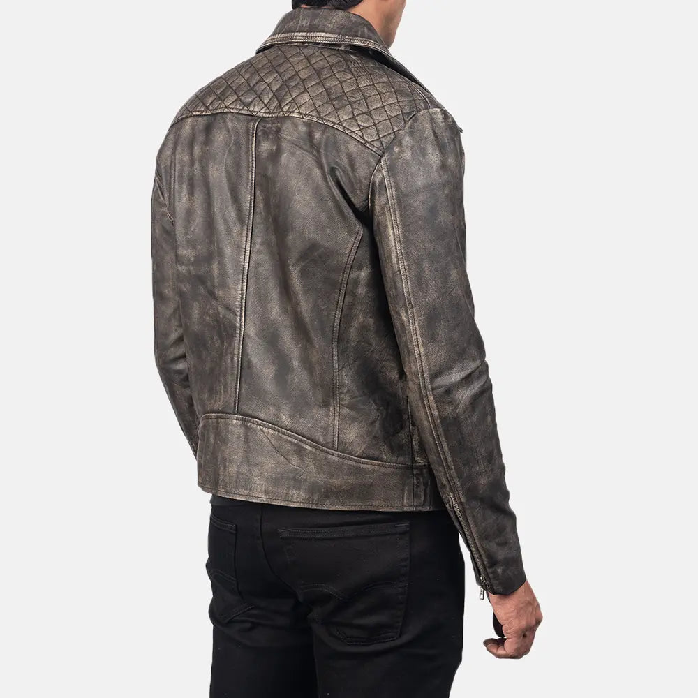 Men's Biker Leather Quilted Jacket