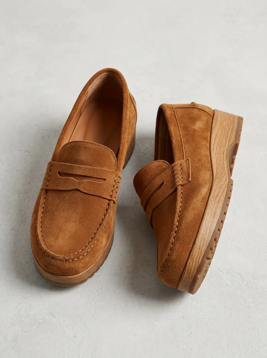 Women's Outdoor Minimalist Suede Wood Sole Loafers