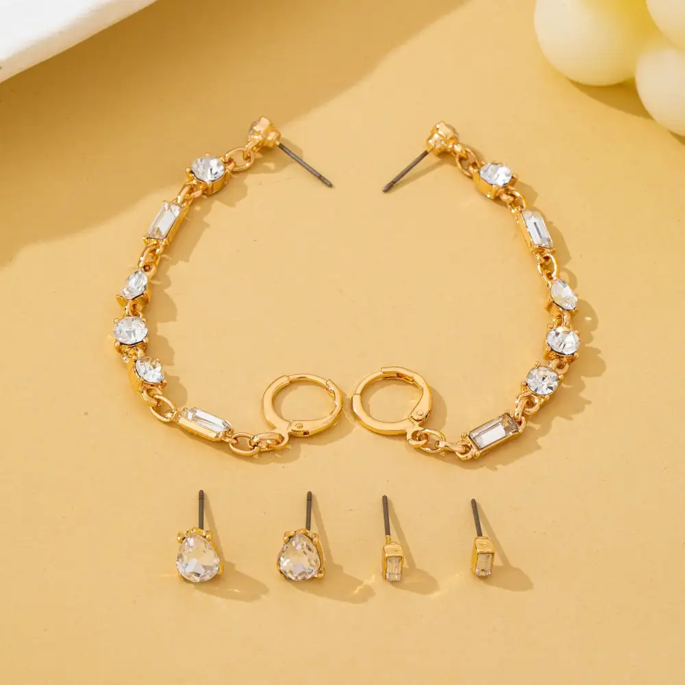 Crystal Cluster arring Trio Set