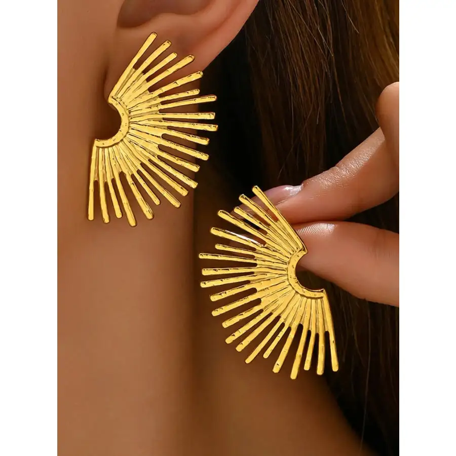 K Gold Plated Stainless Steel Sunburst Earrings
