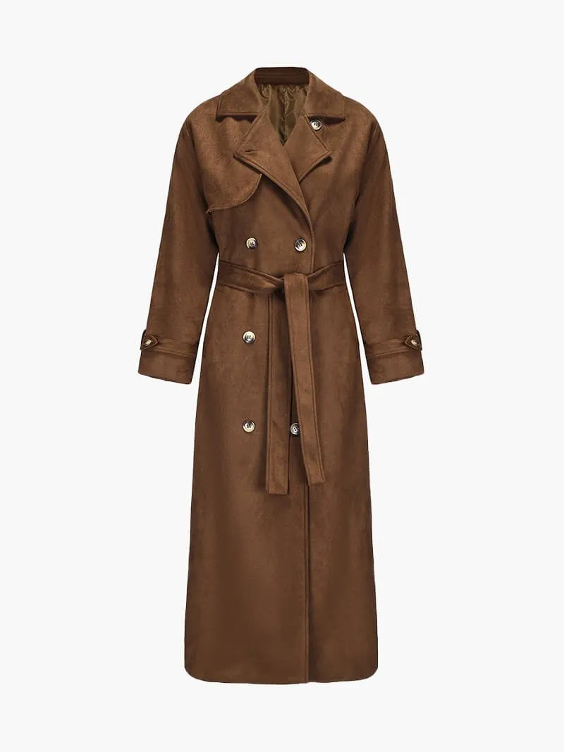Faux Suede Trench Coat