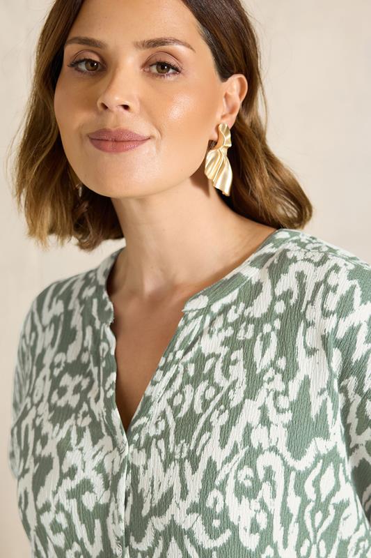 Khaki Green Aztec Print Shirt detail 2