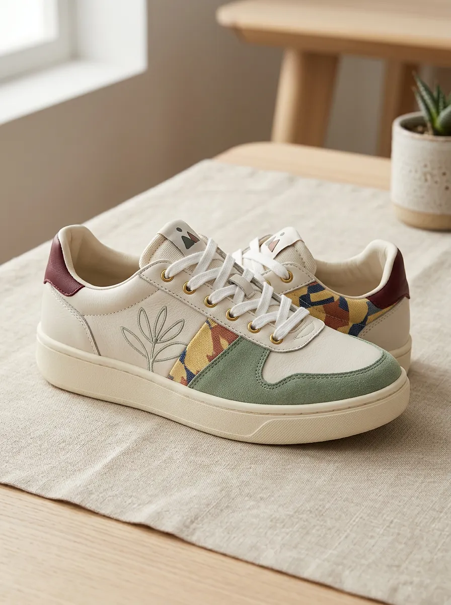 Women's Botanical Geometric Pattern Printed Sneakers