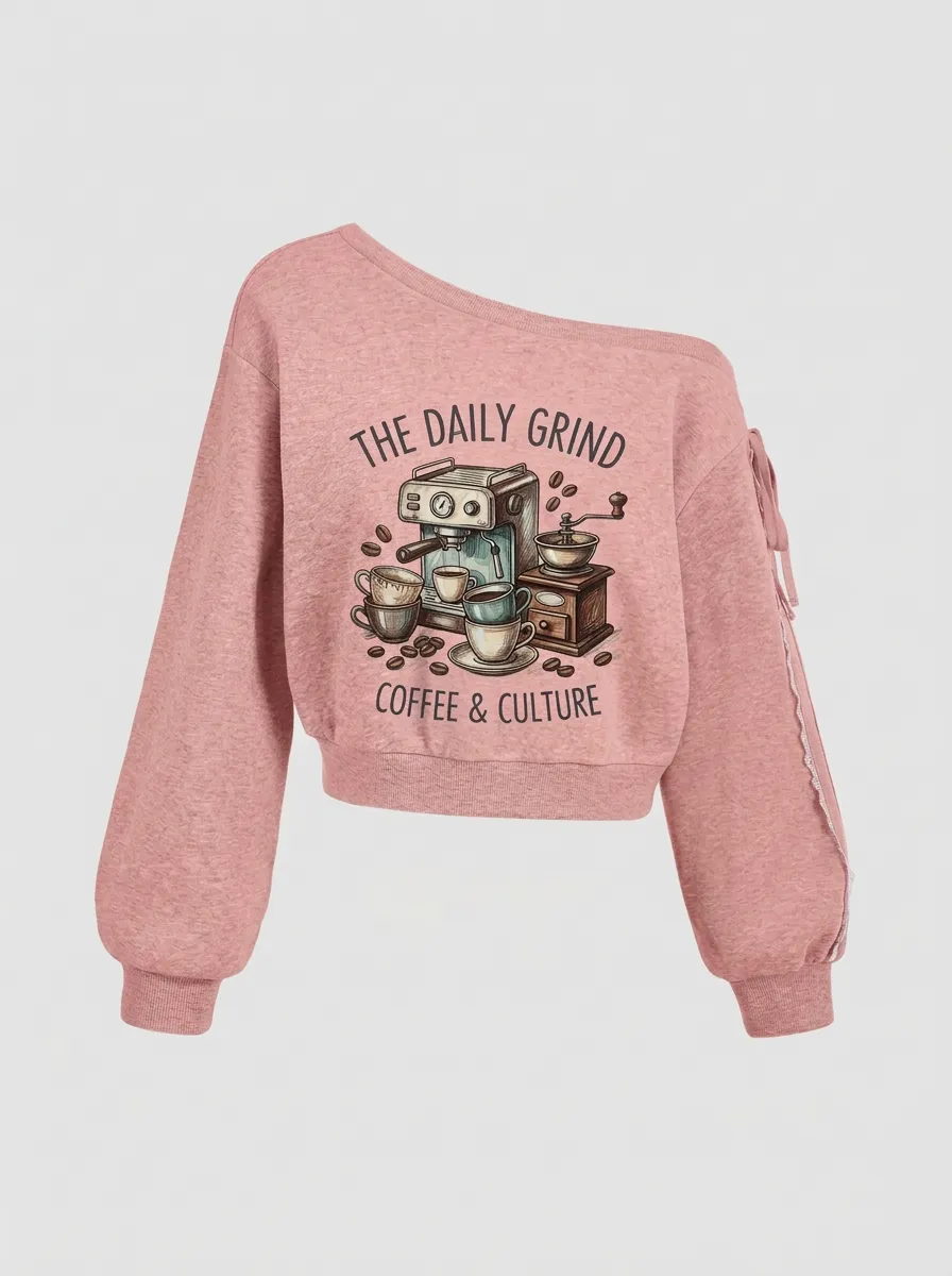 Women's Coffee The Daily Grind Espresso Machine Graphic Sweatshirt