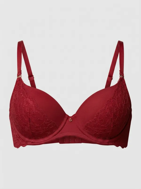 Women's Padded Lace-Trim Floral-Lace Adjustable-Strap Bra