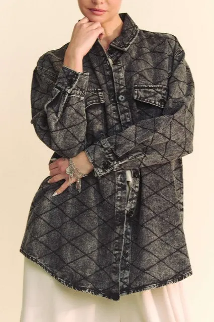 Quilted Denim Cotton Textured Jacket