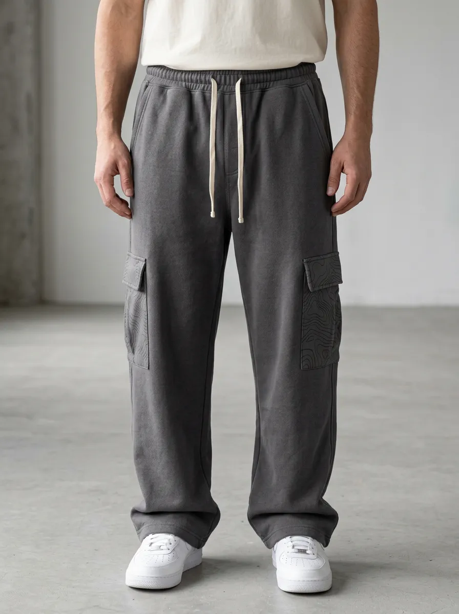 Streetwear Cargo Sweatpants Topographic Men's Cargo Joggers