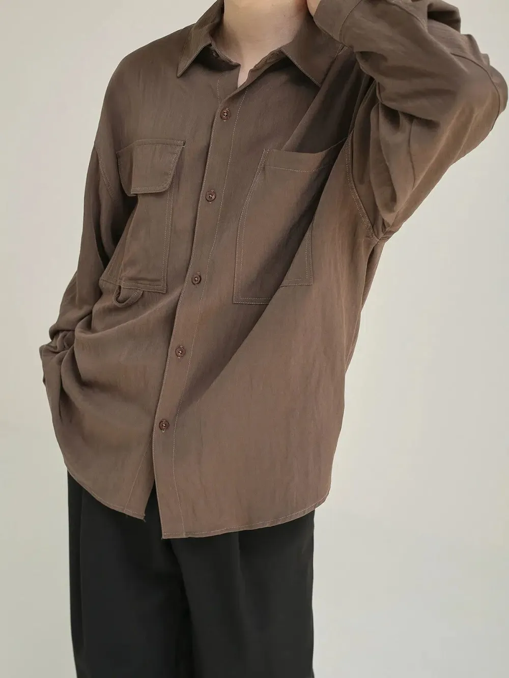 Asymmetric Front Pocket Shirt