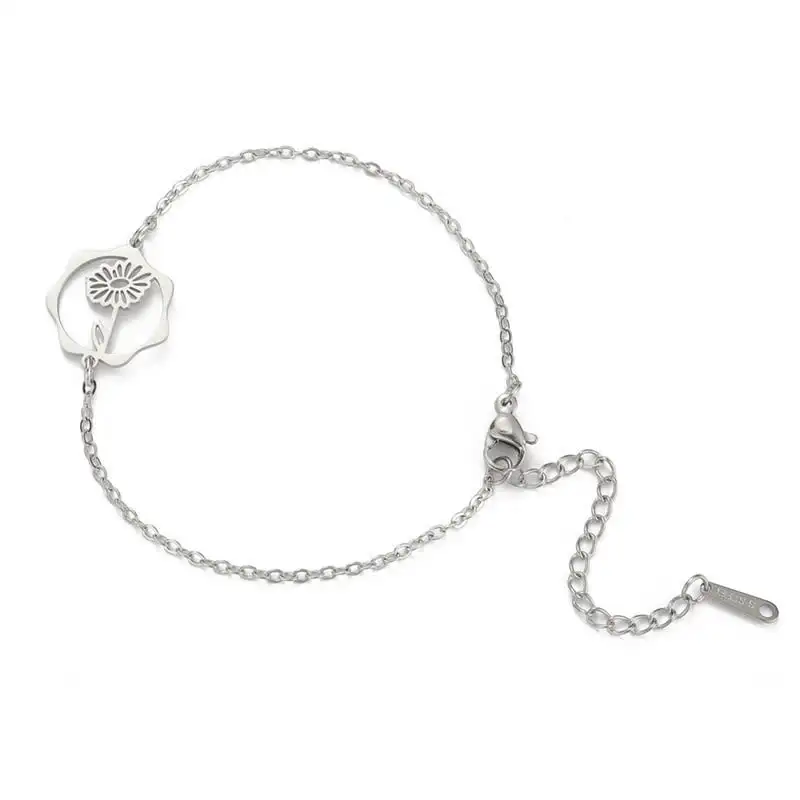 Titanium Steel Birth Flower Bracelet