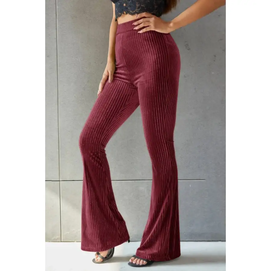 Ribbed High Waist Flare Pants