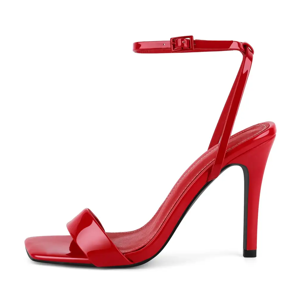 Square Toe Ankle Strap Stiletto Refined Sandals