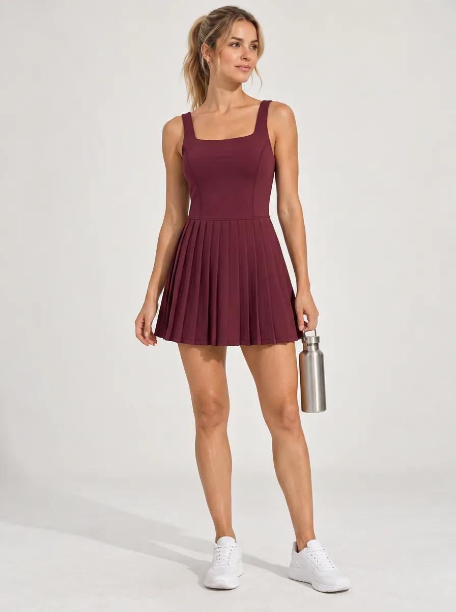 Women's Sleeveless Pleated Functional Sport Sport Dress