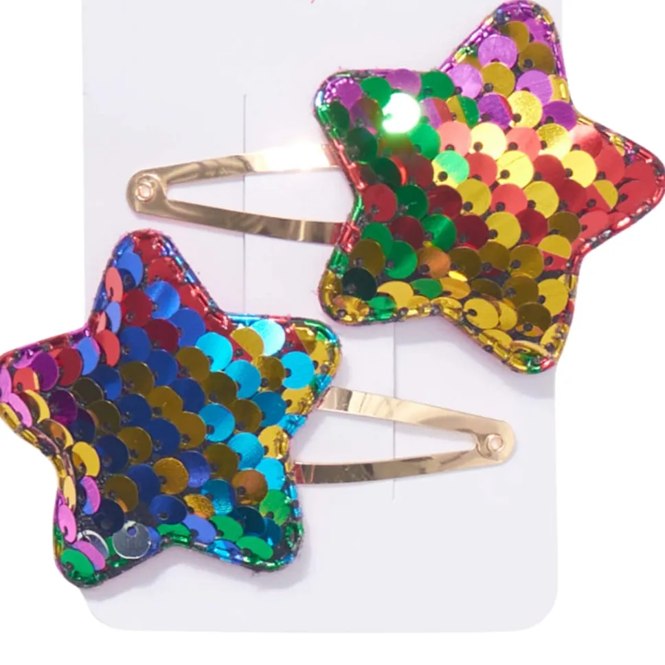 Sequin Star Snap Hair Clips