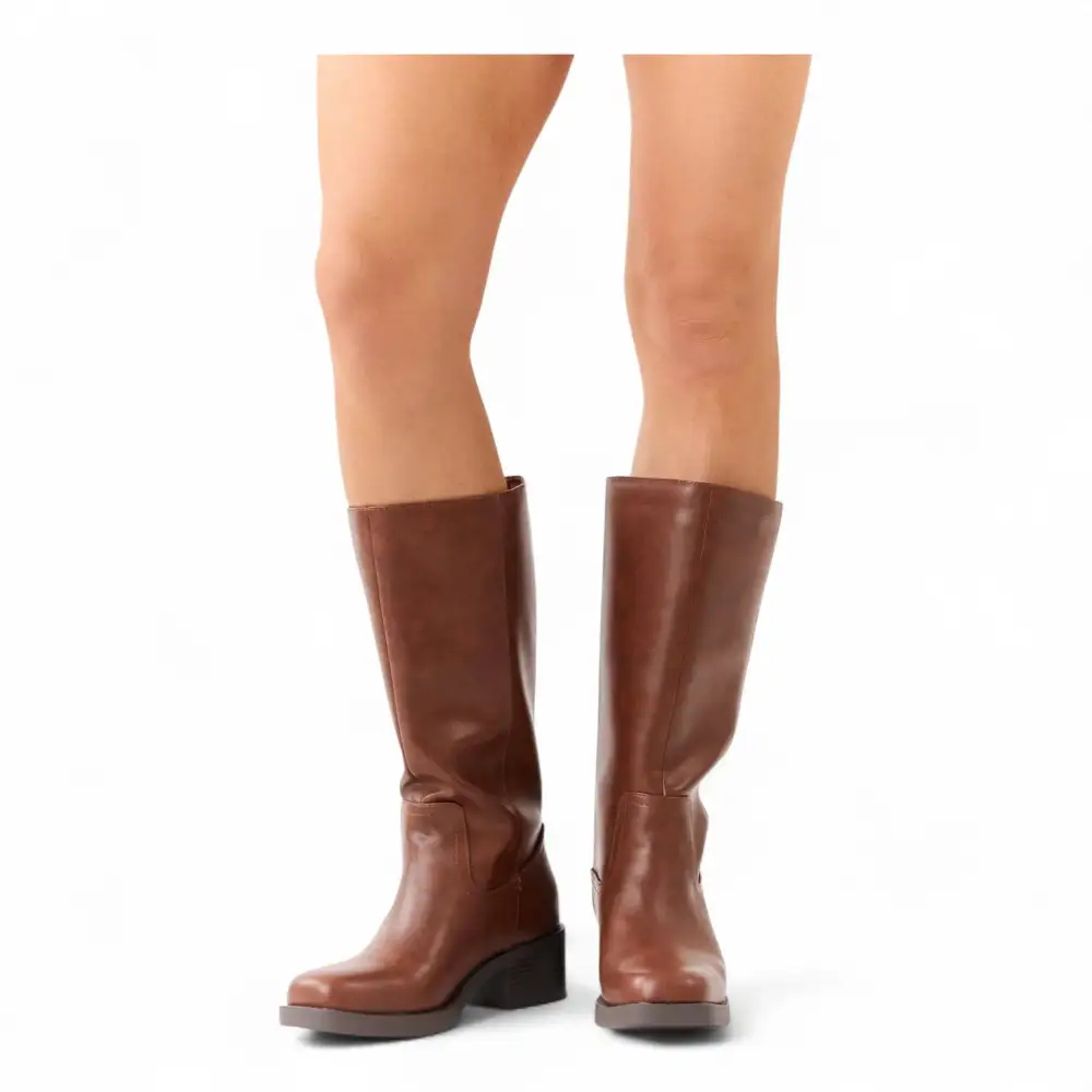 Belvin Square Toe Block Heel Tall Boot