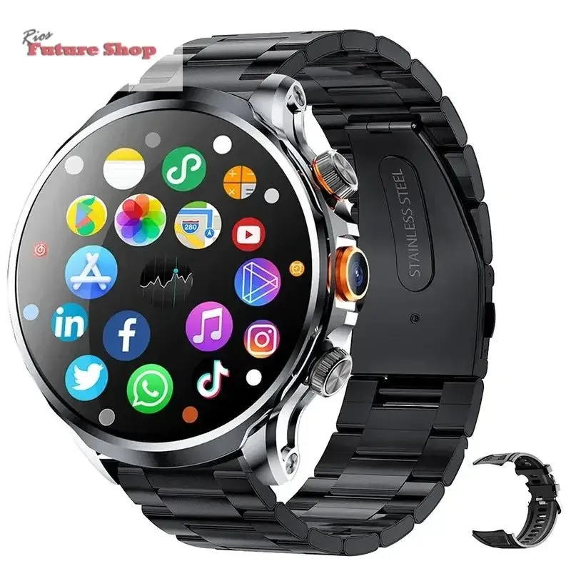 2025 new 4G Android smartwatch 1.95 inch IPS 360*360 screen with 200w camera GPS WiFi 32GB ROM smartwatch with 1100mAh battery