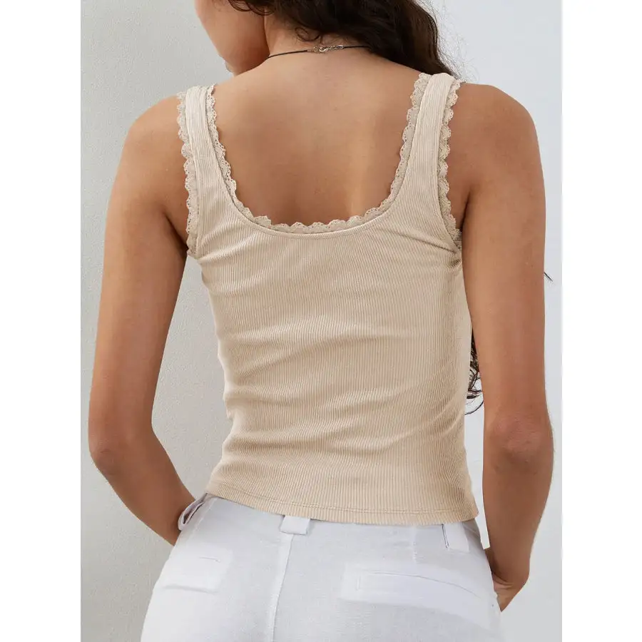 Lace Detail Square Neck Tank