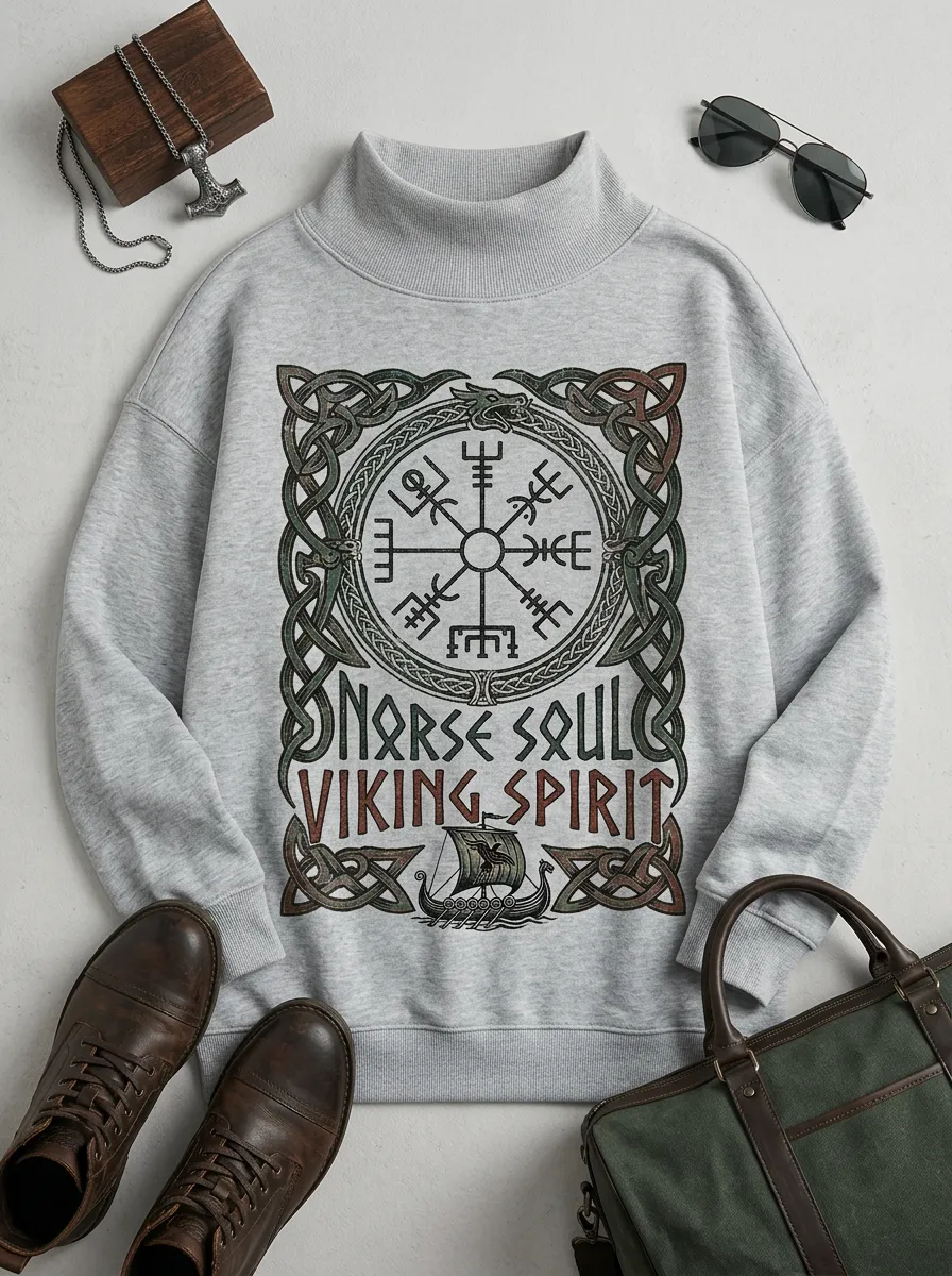 Women's Norse Viking Compass Dragon Printed Sweatshirt