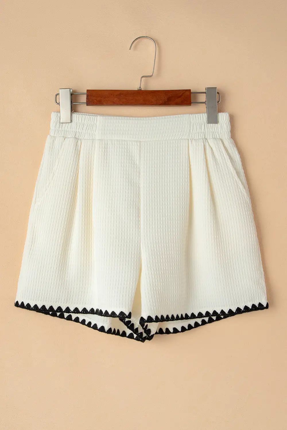 White Waffle Texture Contrast Ricrac Hemline