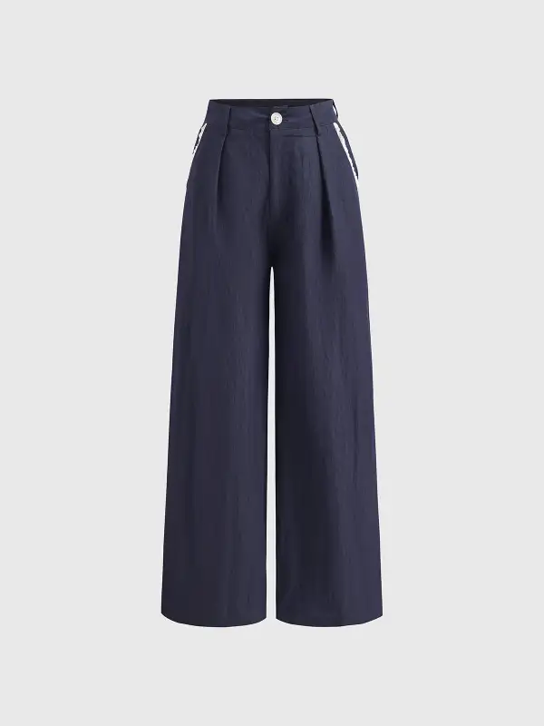 Wide-Leg Structured Pants