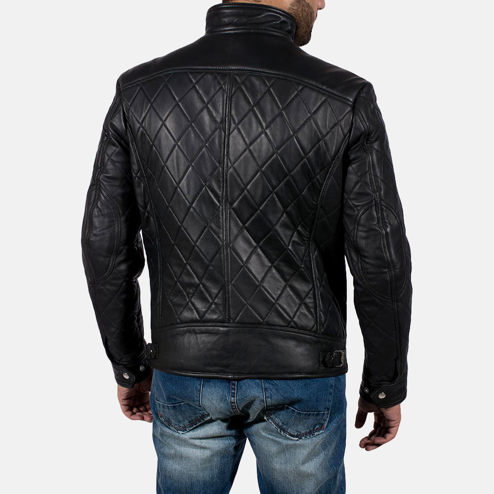 Men's Stitched Detail Leather Jacket