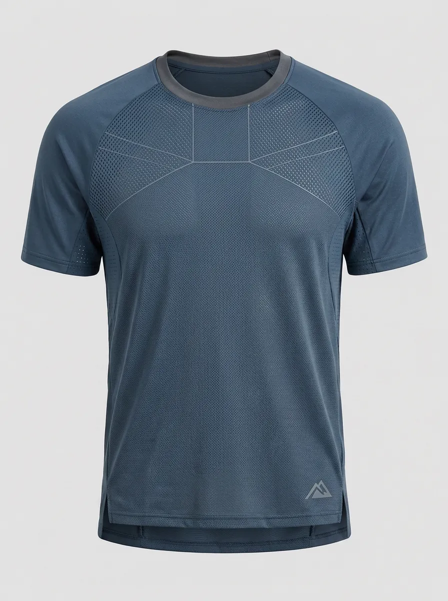 Men's Athletic Breathable Mesh Geometric Printed T-shirt