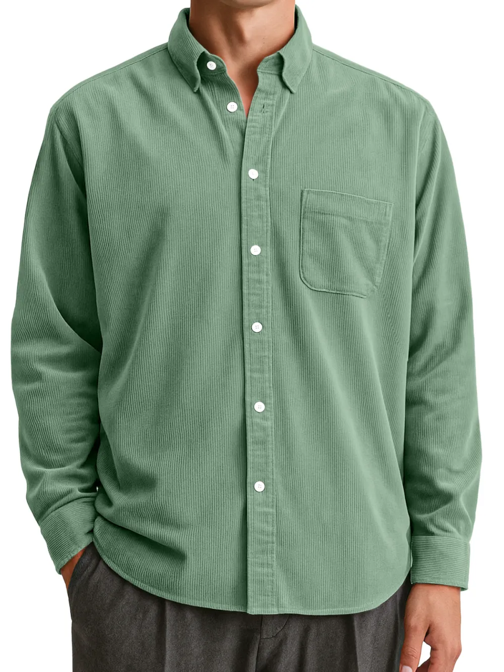 Clean Line Corduroy Open Collar Shirt