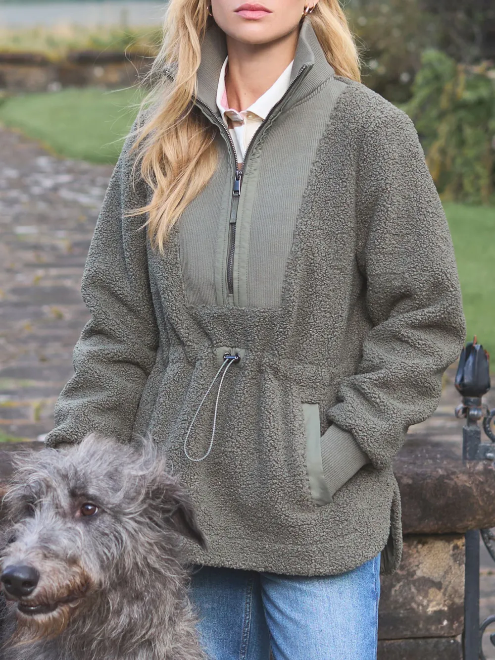 Khaki Green Borg Fleece