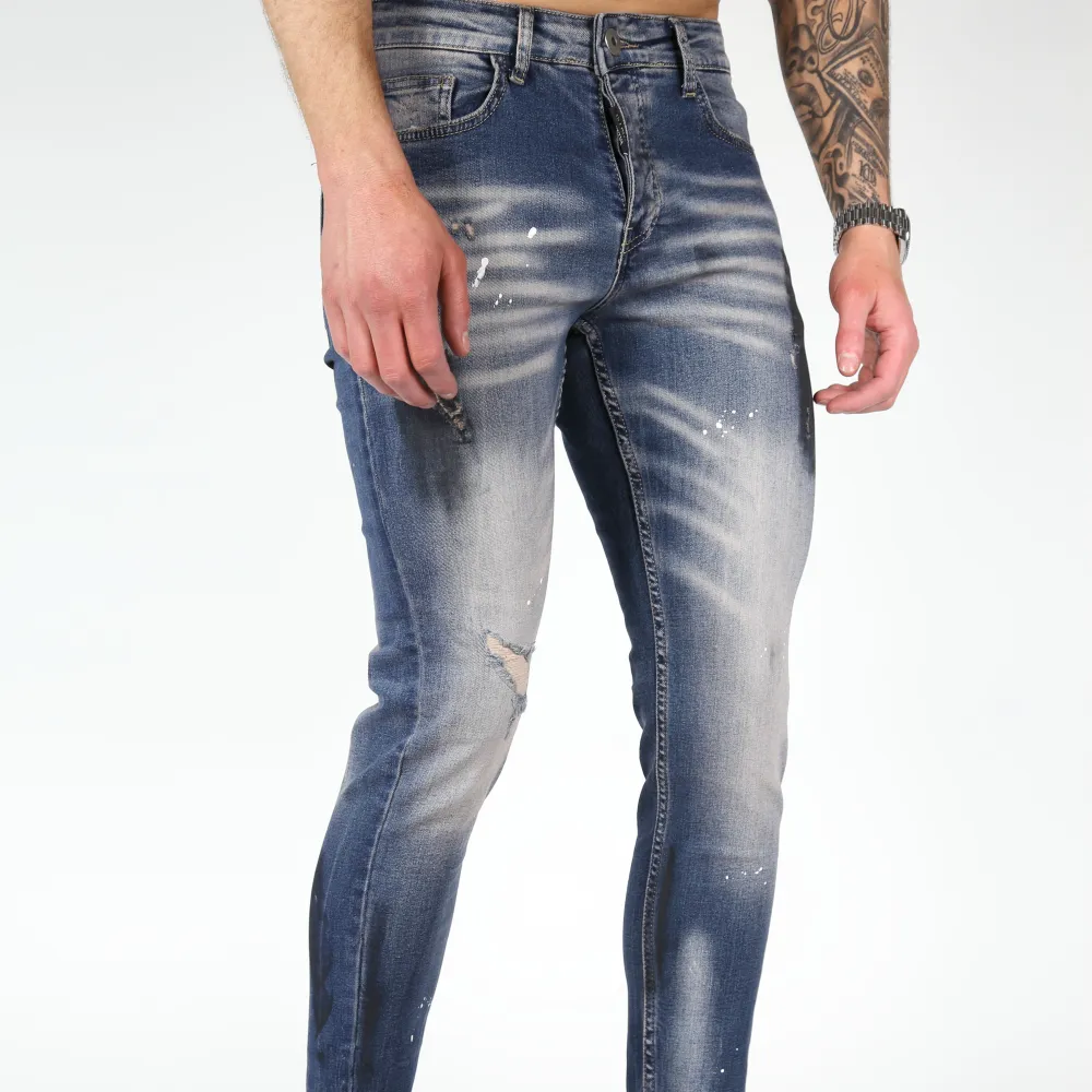 Modern Skinny Fit Paint Splatter Jeans