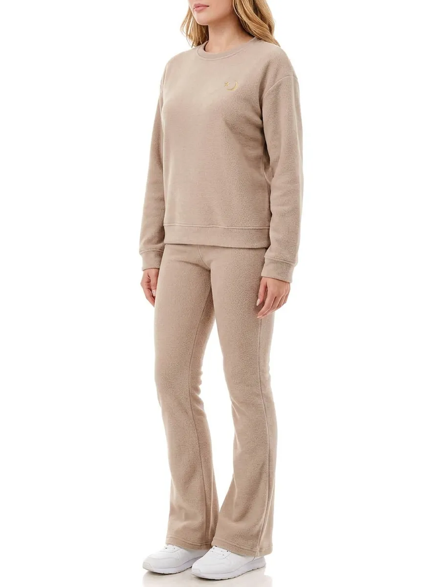 Women's Moon Star Embroidered Crewneck Warm Lounge Set