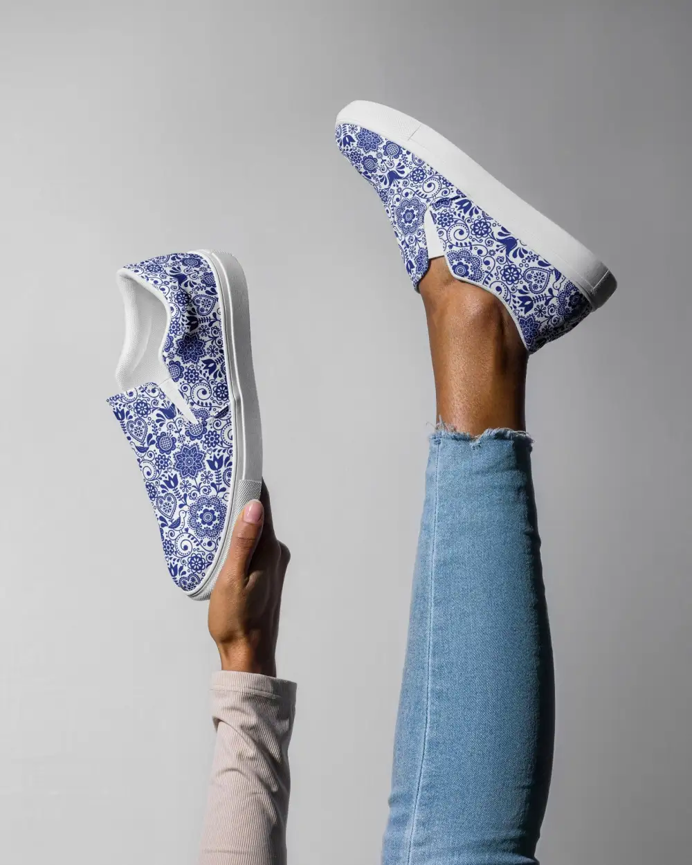 Folk Floral Slip On Shoes