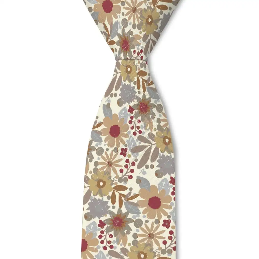 Elegant Botanical Floral Pattern Necktie